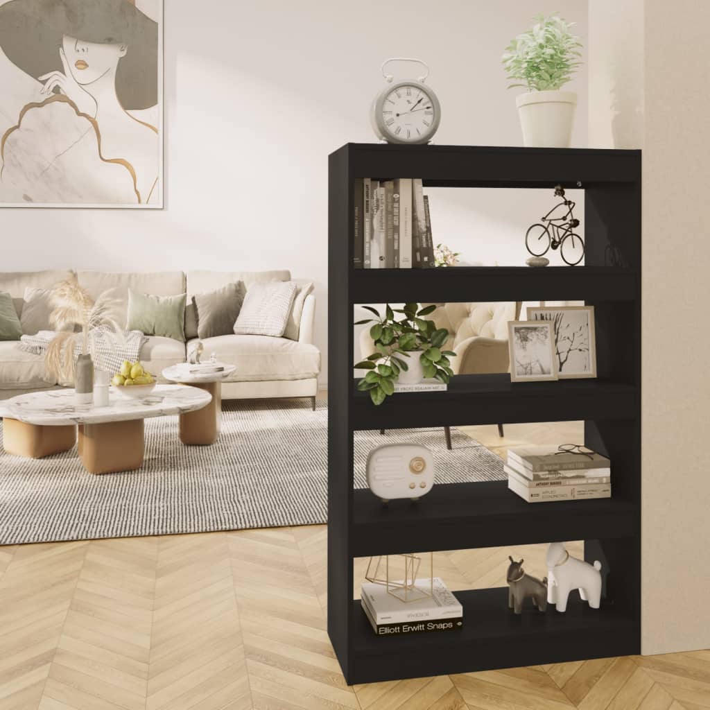 vidaXL Bücherregal/Raumteiler Schwarz 80x30x135 cm Holzwerkstoff