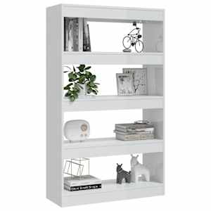 Knihovna / dělicí stěna bílá vysoký lesk 80x30x135 cm kompozit - obrázek 4