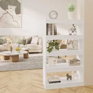 Knihovna / dělicí stěna bílá vysoký lesk 80x30x135 cm kompozit - obrázek 1