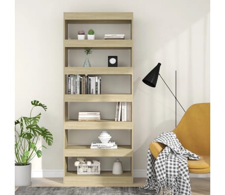 vidaXL B&uuml;cherregal/Raumteiler Sonoma-Eiche 80x30x198 cm Holzwerkstoff