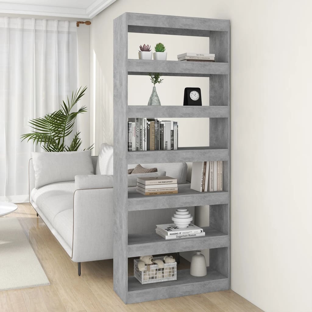 vidaXL Rega� na ksi��ki/przegroda, szaro�� betonu, 80x30x198 cm
