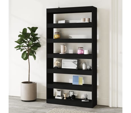 vidaXL Regał na książki/przegroda, czarny, 100x30x198 cm