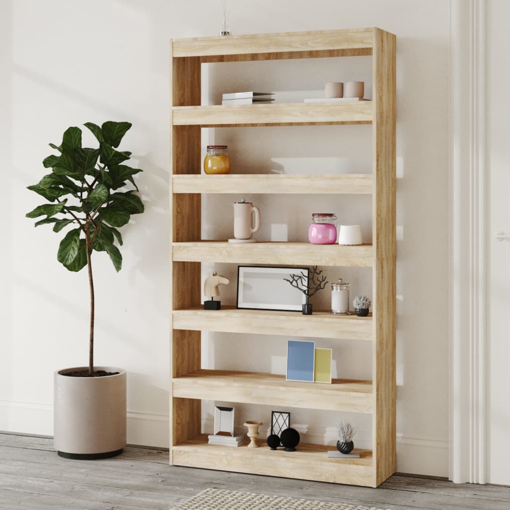 

vidaXL Boekenkast/kamerscherm 100x30x198 cm bewerkt hout sonoma eiken