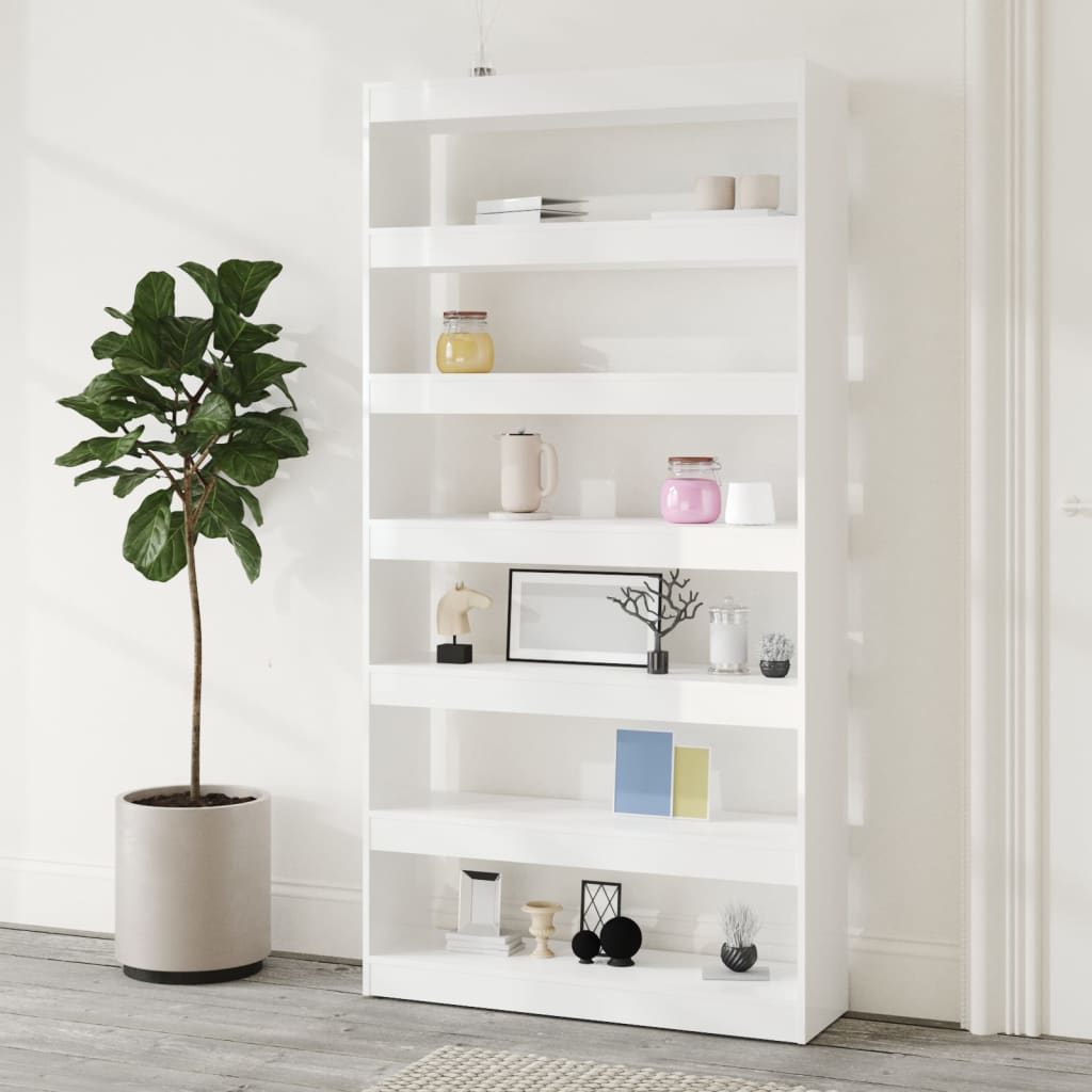 

vidaXL Boekenkast/kamerscherm 100x30x198 cm bewerkt hout hoogglans wit