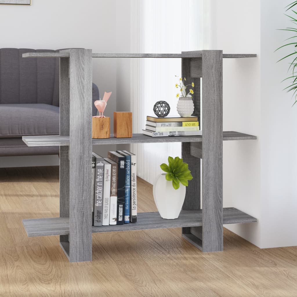 vidaXL Rega� na ksi��ki/przegroda, szary d�b sonoma, 100x30x87 cm