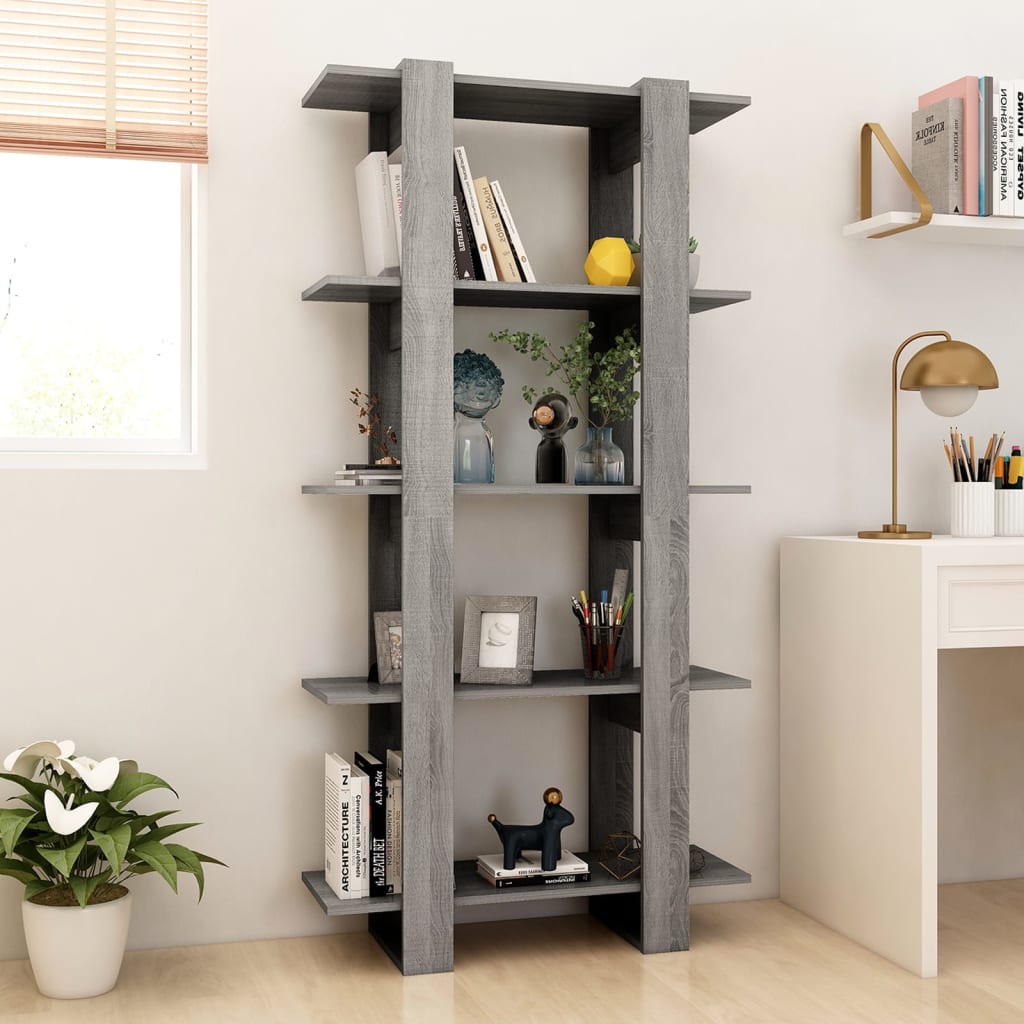 

vidaXL Boekenkast/kamerscherm 80x30x160 cm spaanplaat grijs sonoma