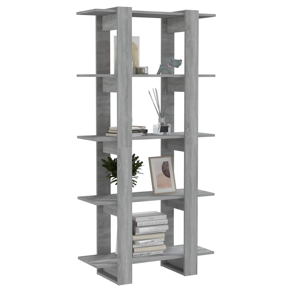 Bibliothèque Séparateur de Pièce Étagère à Livres Salon Sonoma Gris