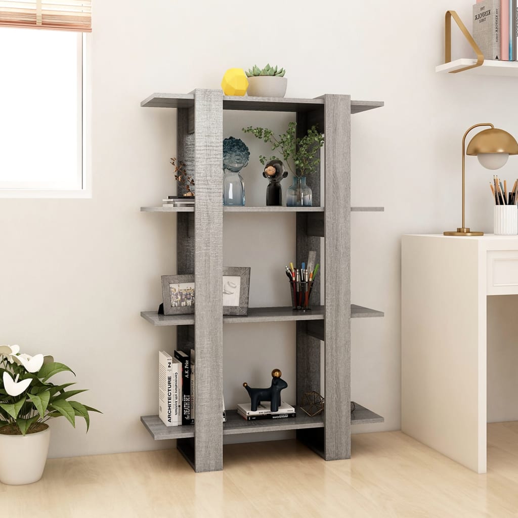 vidaXL szürke sonoma színű térelválasztó könyvszekrény 80x30x123,5 cm