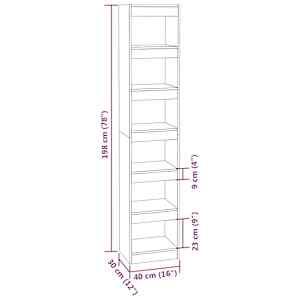 Knihovna / dělicí stěna kouřový dub 40 x 30 x 198 cm - obrázek 7