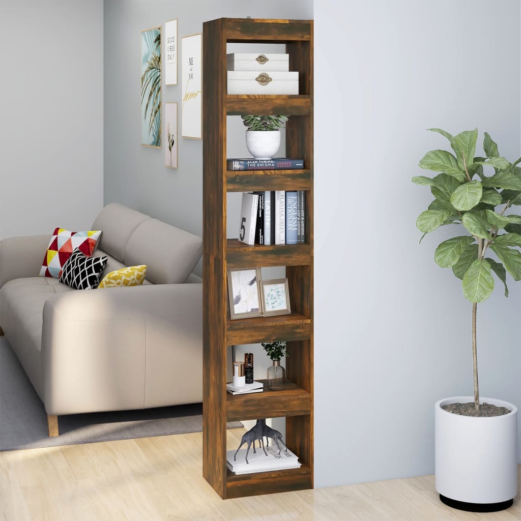 vidaXL Rega� na ksi��ki/przegroda, przydymiony d�b, 40x30x198 cm