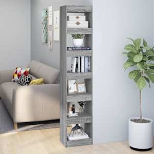Knjižna omara/pregrada siva sonoma 40x30x198 cm
