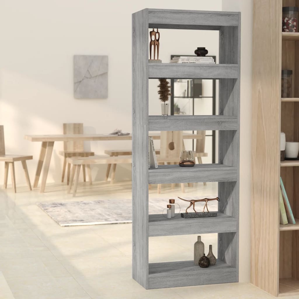 vidaXL Bücherregal/Raumteiler Grau Sonoma 60x30x166 cm Holzwerkstoff