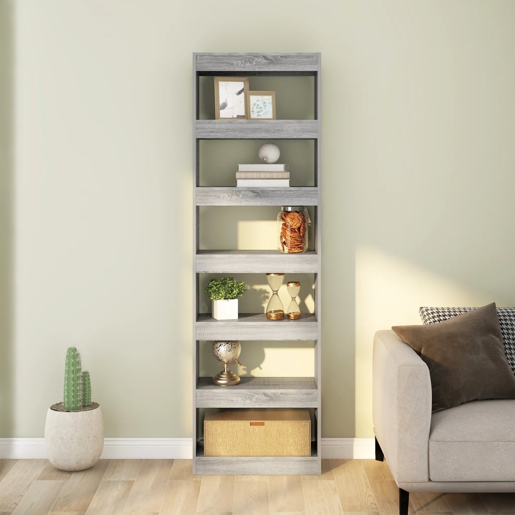 vidaXL Bibliotecă/Separator cameră, gri sonoma, 60x30x198 cm