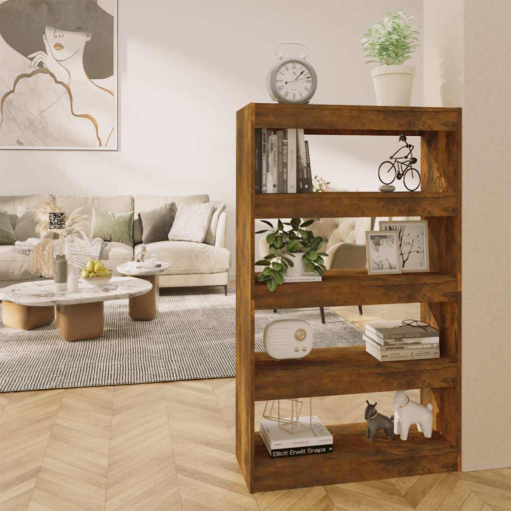 vidaXL Rega� na ksi��ki/przegroda, przydymiony d�b, 80x30x135 cm