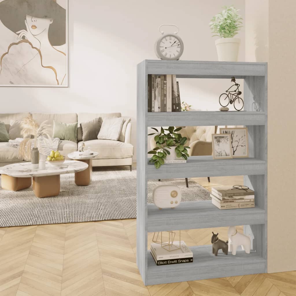 vidaXL Rega� na ksi��ki/przegroda, szary d�b sonoma, 80x30x135 cm