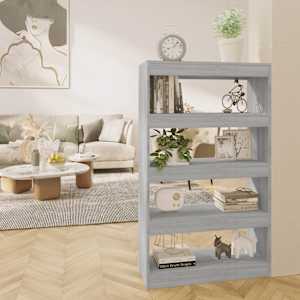 Knjižna omara/pregrada siva sonoma 80x30x135 cm