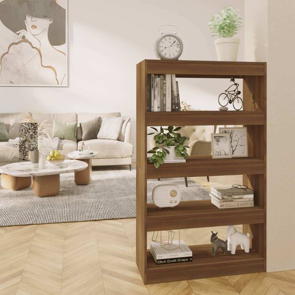 vidaXL Rega� na ksi��ki/przegroda, br�zowy d�b, 80x30x135 cm