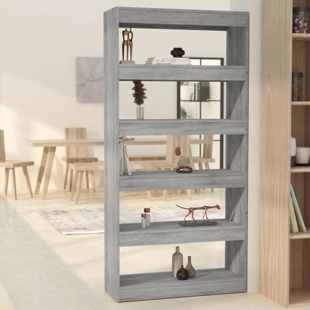 vidaXL Bücherregal/Raumteiler Grau Sonoma 80x30x166 cm Holzwerkstoff