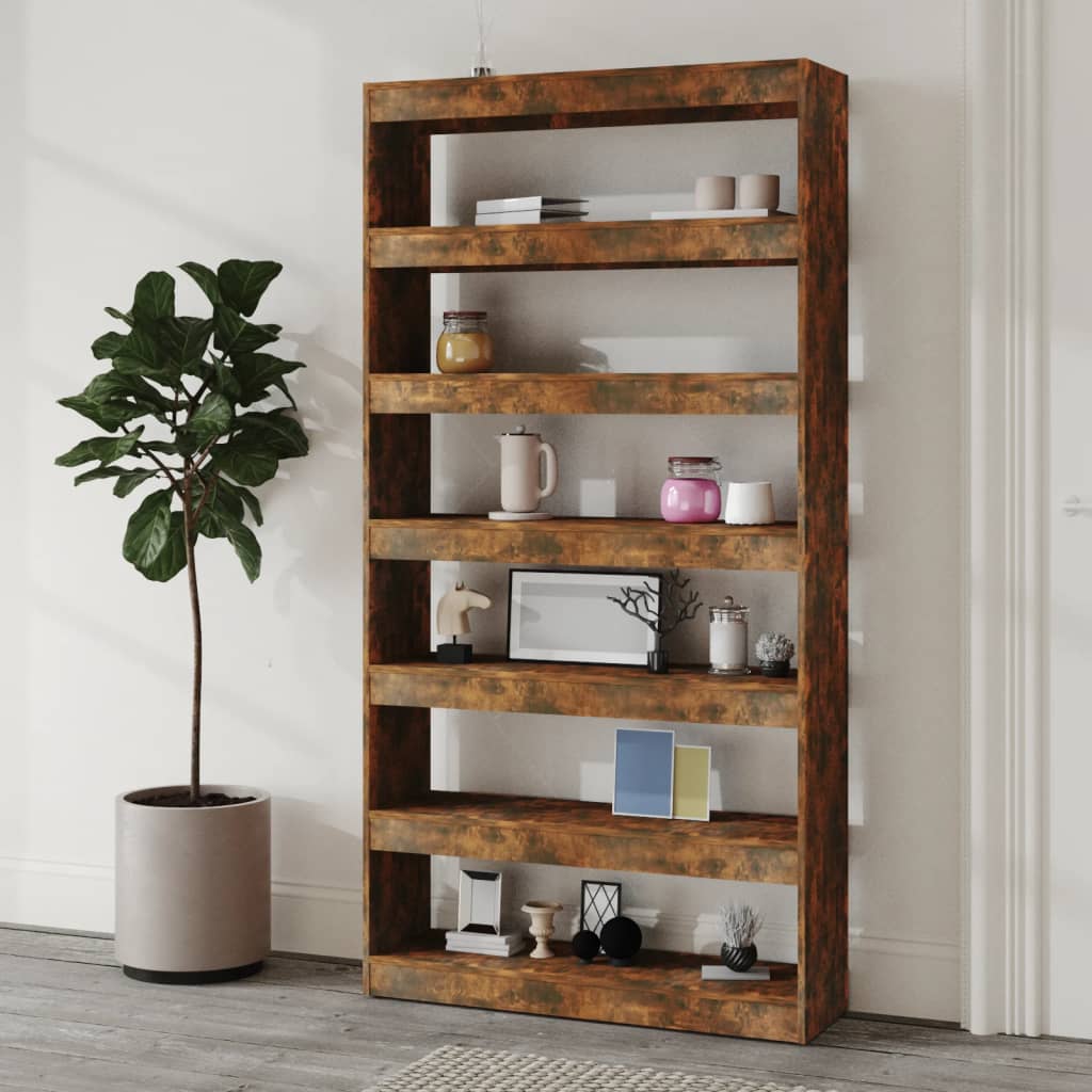 

vidaXL Boekenkast/kamerscherm 100x30x198 cm bewerkt hout gerookt eiken