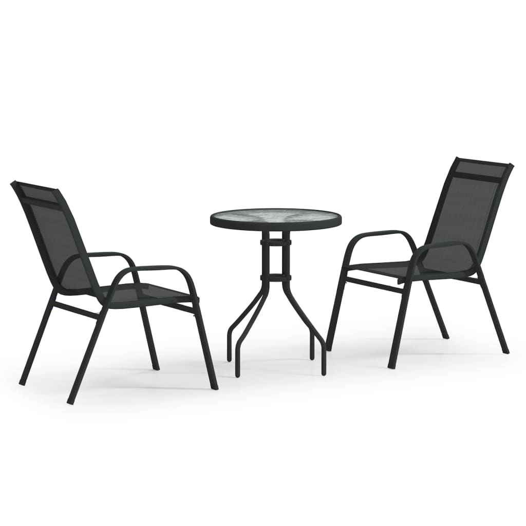 vidaXL 3dílný zahradní bistro set černý
