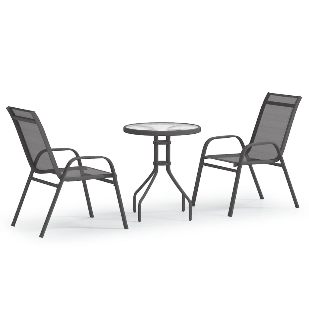 vidaXL 3dílný zahradní bistro set šedý