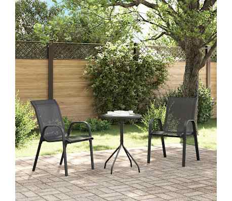 vidaXL Scaune de grădină stivuibile, 2 buc., negru, textilenă