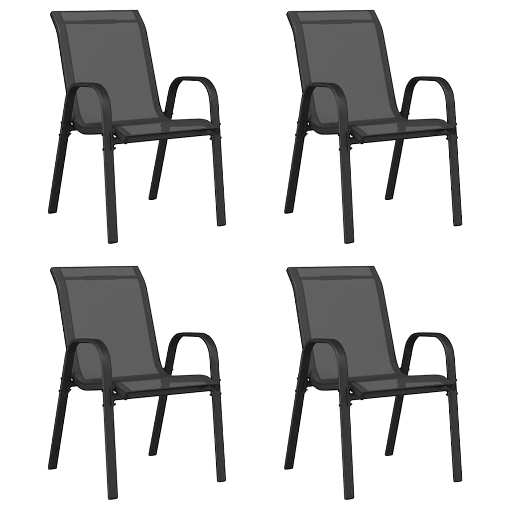 Thumbnail - vidaXL Stapelbare Gartenstühle 4 Stk. Schwarz Textilene