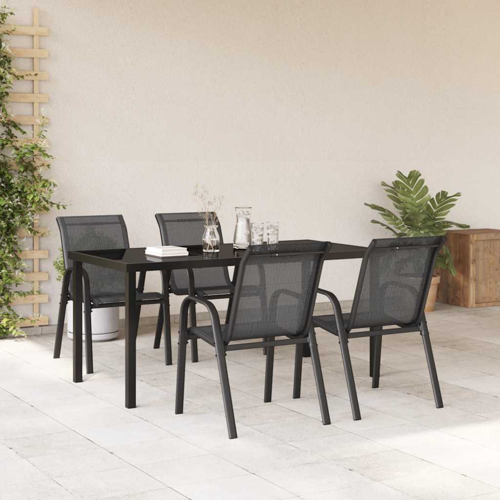 Thumbnail - vidaXL Stapelbare Gartenstühle 4 Stk. Schwarz Textilene