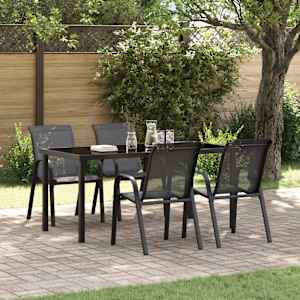 Vrtni stoli 4 kosi črn tekstil