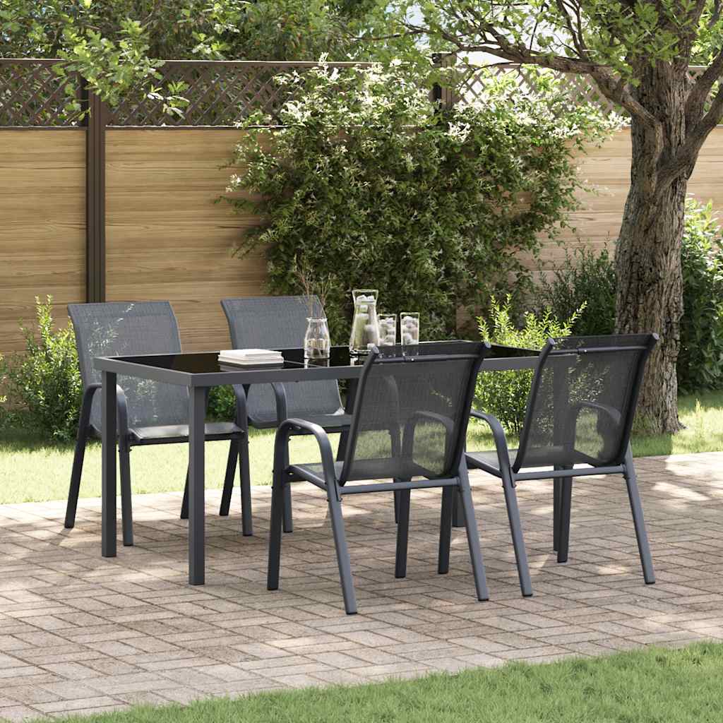 vidaXL Stapelbare Gartenstühle 4 Stk. Grau Textilene