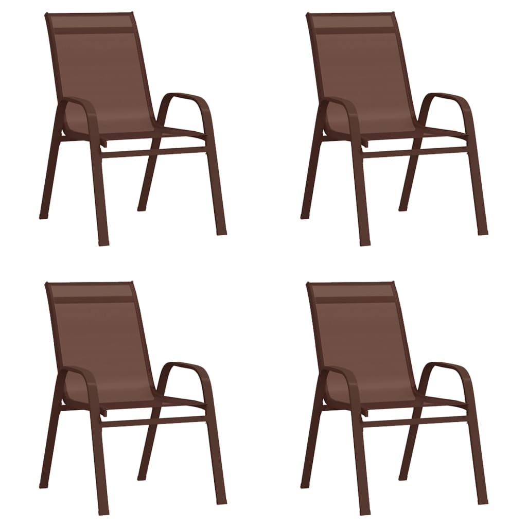 Stohovatelné zahradní židle 4 ks hnědé textilenová tkanina