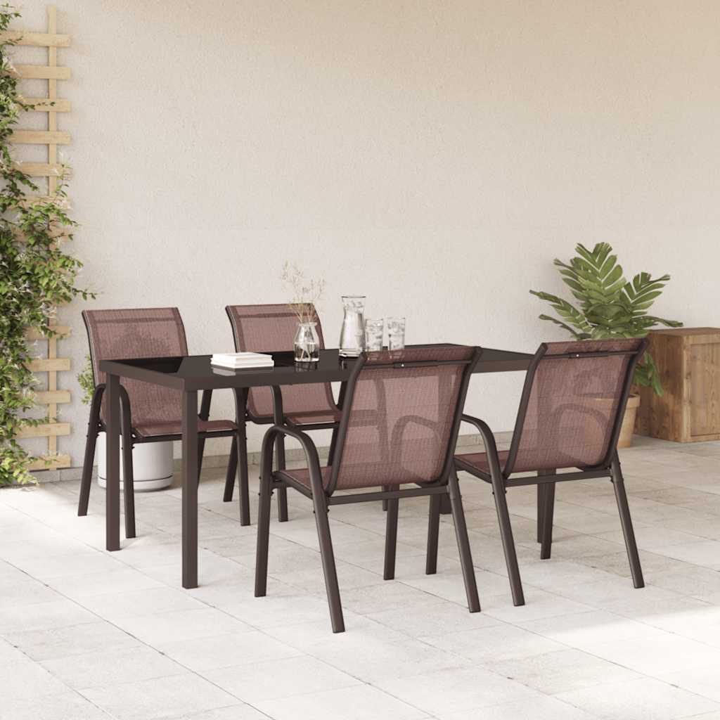 Thumbnail - vidaXL Stapelbare Gartenstühle 4 Stk. Braun Textilene