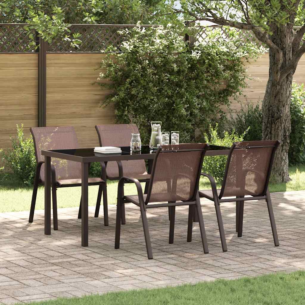vidaXL Stapelbare Gartenstühle 4 Stk. Braun Textilene