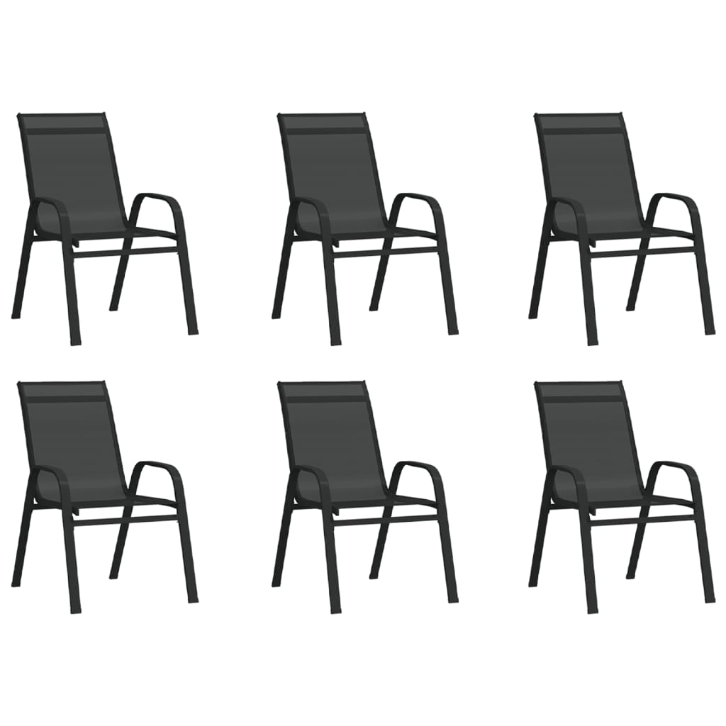 Stohovatelné zahradní židle 6 ks černé textilenová tkanina
