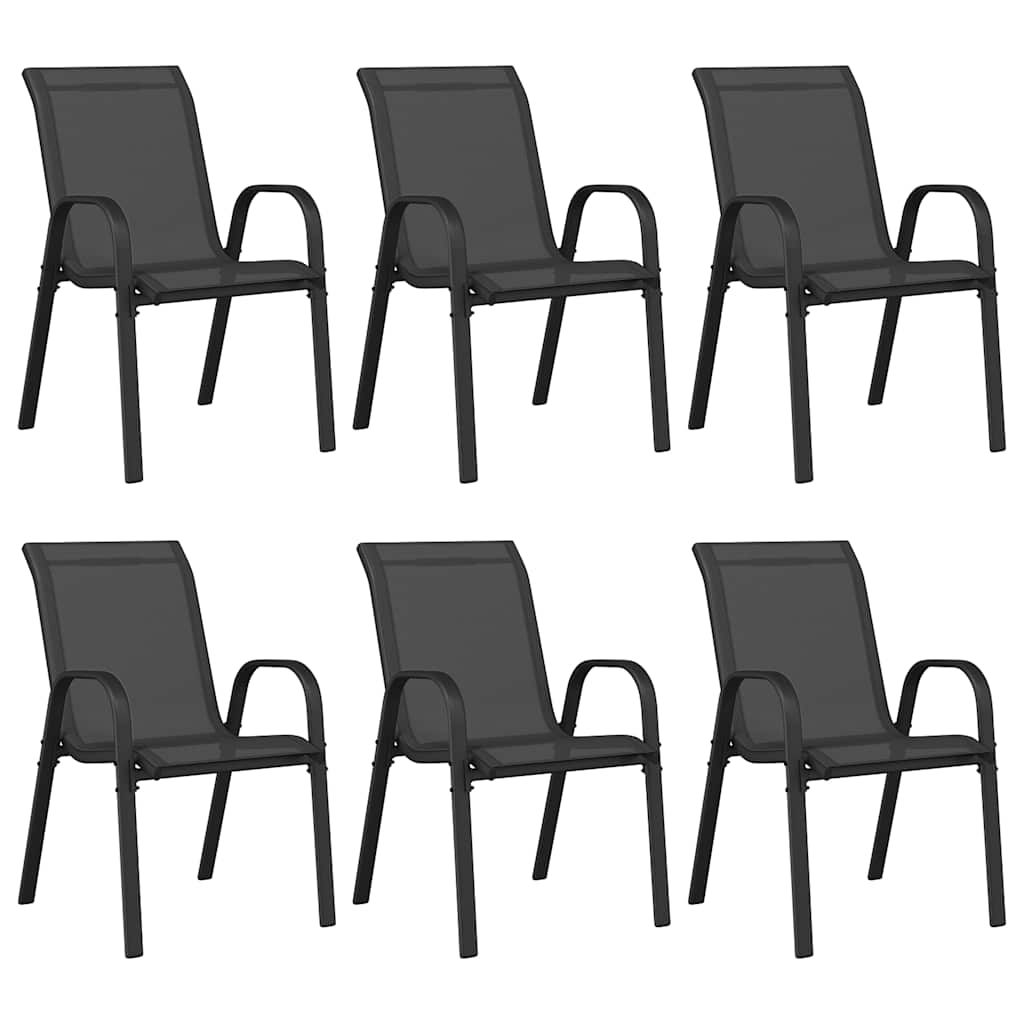 Thumbnail - vidaXL Stapelbare Gartenstühle 6 Stk. Schwarz Textilene