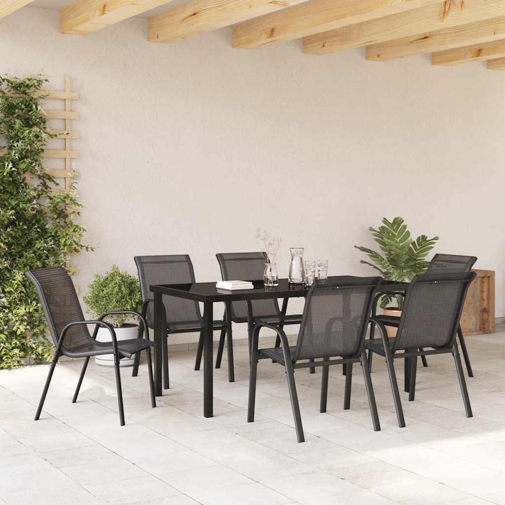 Thumbnail - vidaXL Stapelbare Gartenstühle 6 Stk. Schwarz Textilene