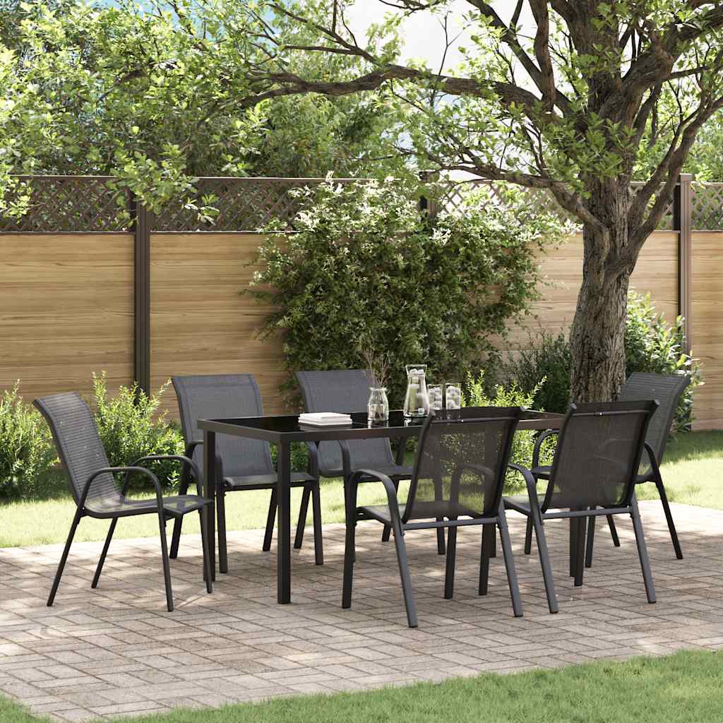 vidaXL Stapelbare Gartenstühle 6 Stk. Schwarz Textilene
