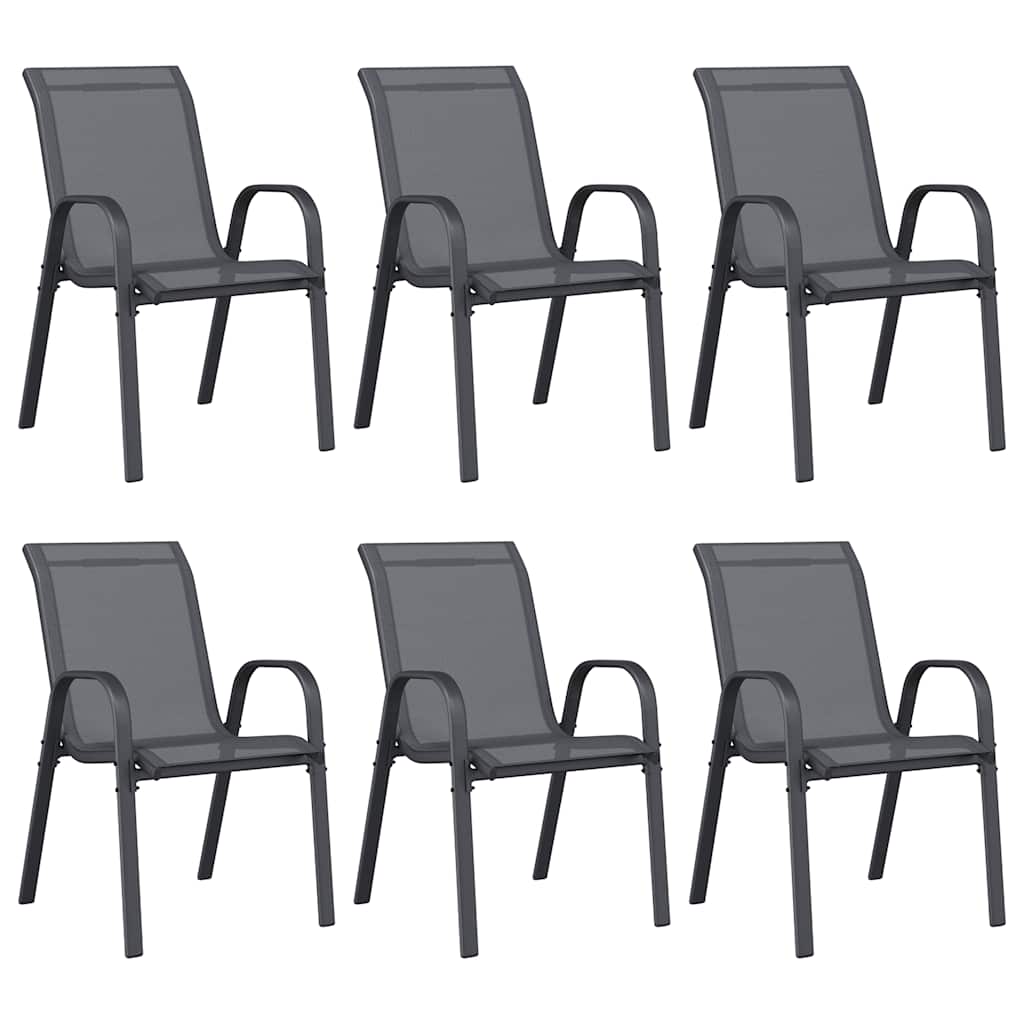 Thumbnail - vidaXL Stapelbare Gartenstühle 6 Stk. Grau Textilene