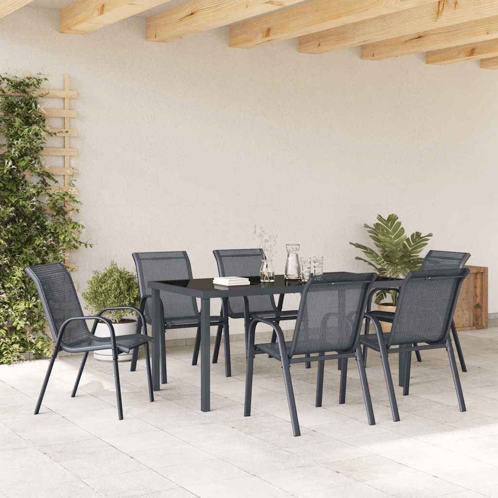 Thumbnail - vidaXL Stapelbare Gartenstühle 6 Stk. Grau Textilene