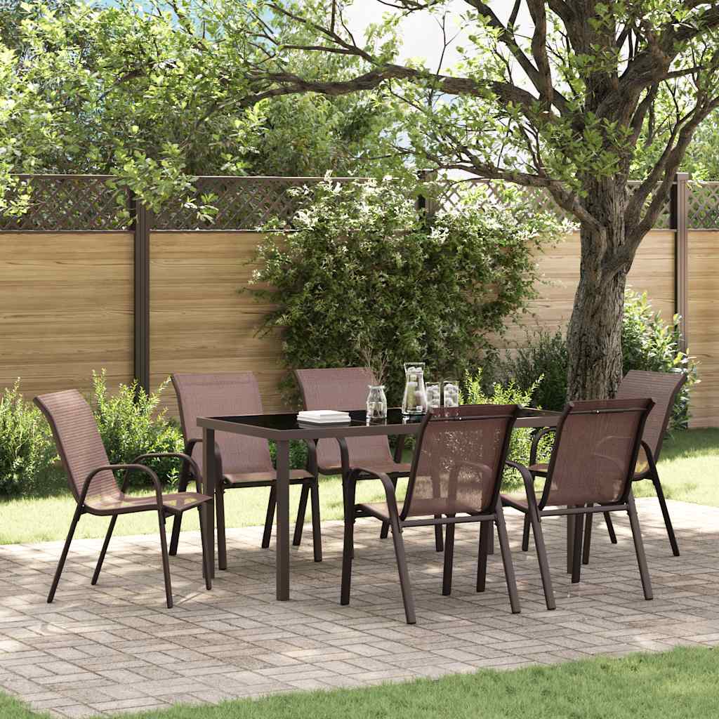 vidaXL Stapelbare Gartenstühle 6 Stk. Braun Textilene