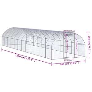 Venkovní klec pro kuřata 3 x 12 x 2 m pozinkovaná ocel - obrázek 7