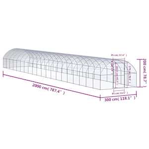 Venkovní klec pro kuřata 3 x 20 x 2 m pozinkovaná ocel - obrázek 7