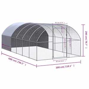 Venkovní klec pro kuřata 3 x 6 x 2 m pozinkovaná ocel - obrázek 9