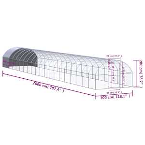 Venkovní klec pro kuřata 3 x 20 x 2 m pozinkovaná ocel - obrázek 9