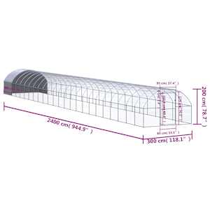 Venkovní klec pro kuřata 3 x 24 x 2 m pozinkovaná ocel - obrázek 9