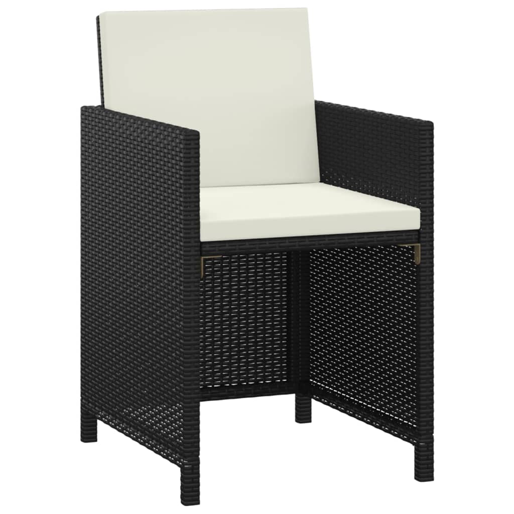 vidaXL Set mobilier de grădină cu perne, 3 piese, negru, poliratan