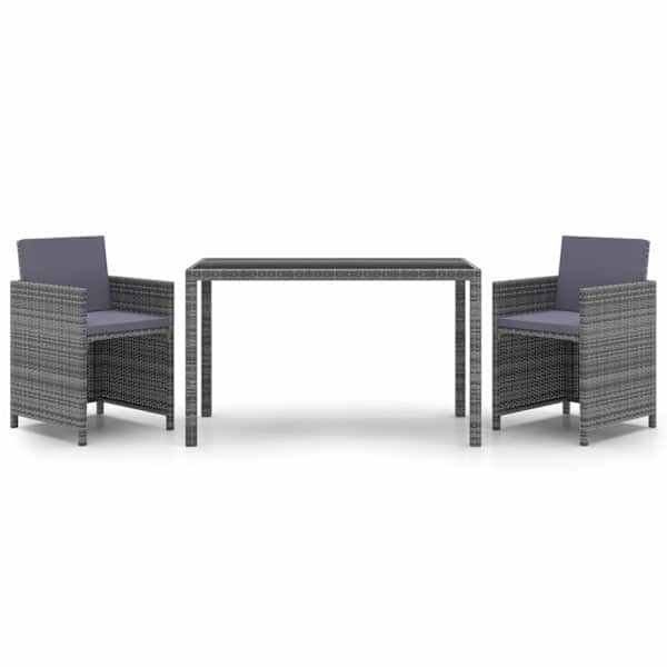 vidaXL 3-osaline aiam&ouml;&ouml;bli komplekt patjadega, pol&uuml;rotang, hall