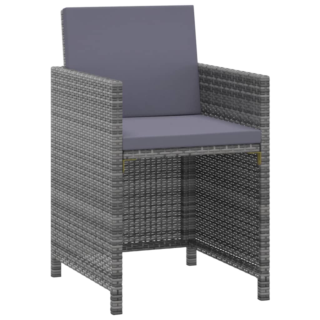 vidaXL 3-delige Tuinset met kussens poly rattan grijs afbeelding