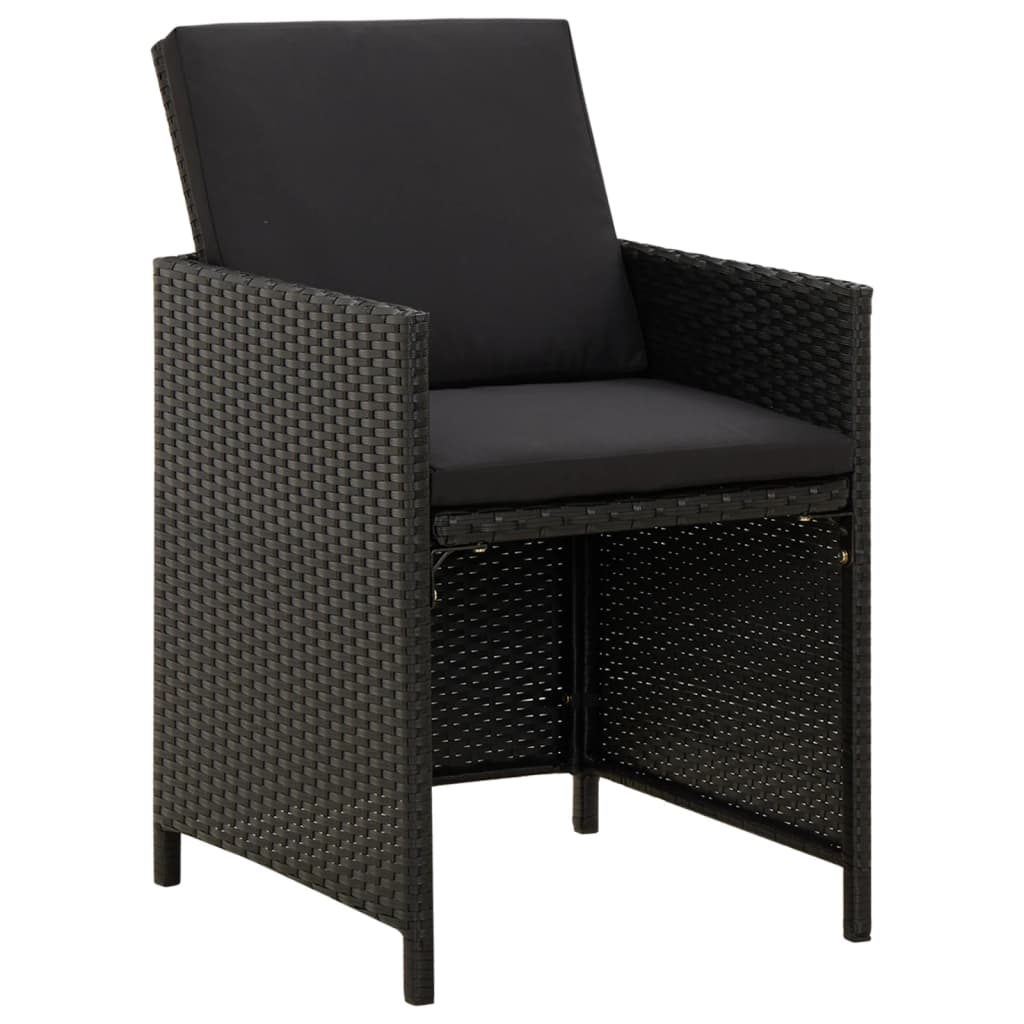 vidaXL Set mobilier de grădină cu perne, 9 piese, negru, poliratan