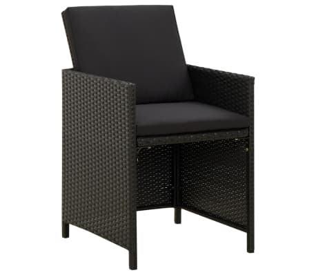 vidaXL Set mobilier de grădină cu perne, 9 piese, negru, poliratan